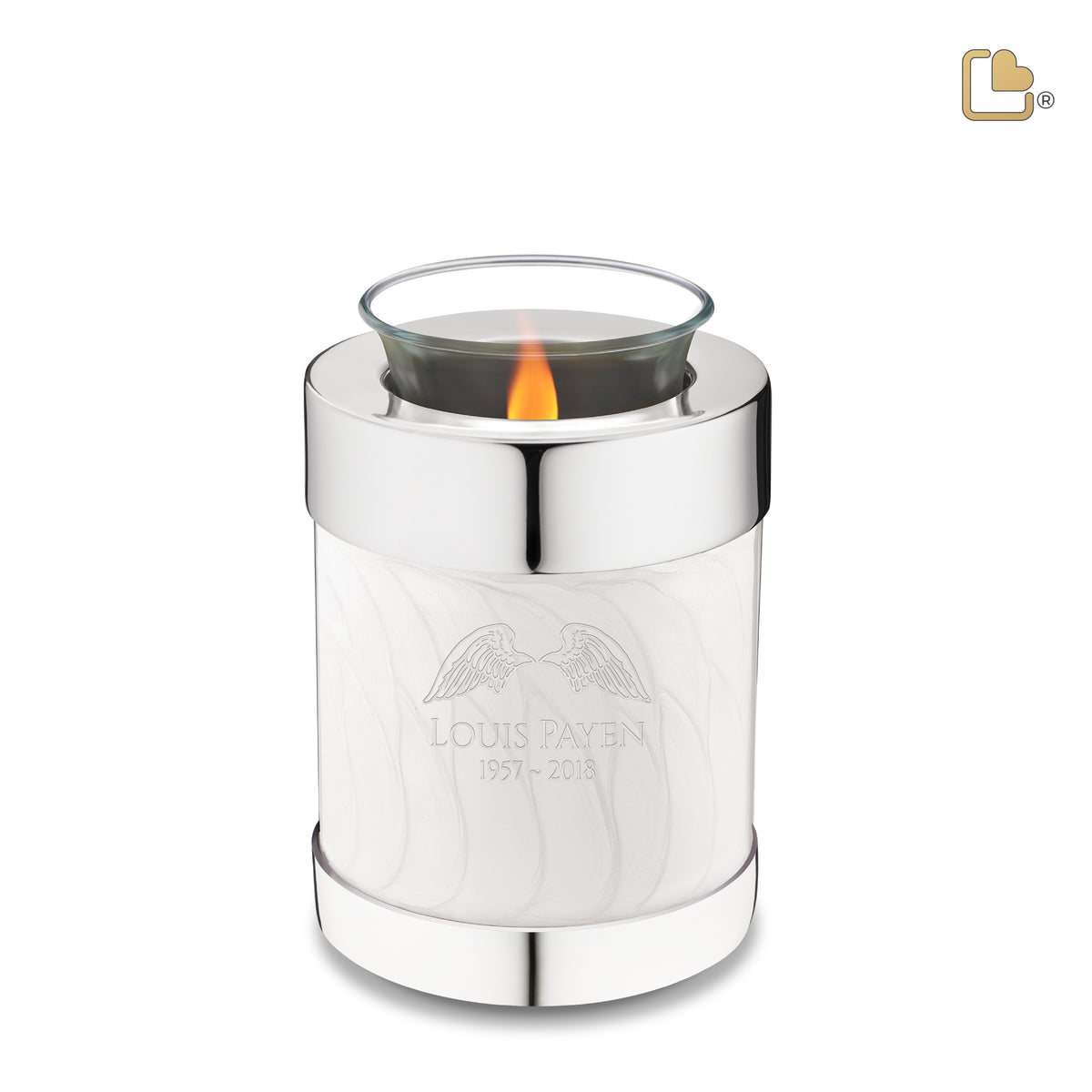 T671   Tealight Urn Pearl White &amp; Pol Silver