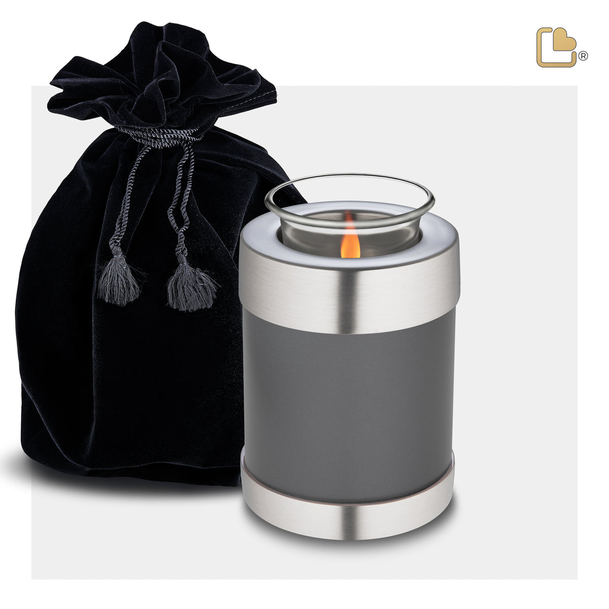 T673   Tealight Urn Slate & Bru Pewter