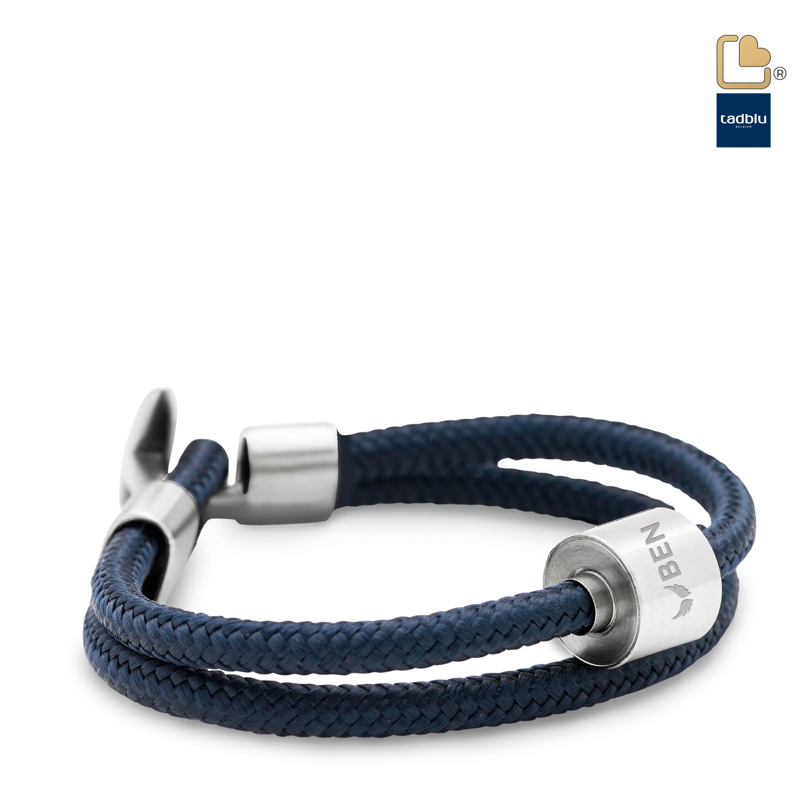 TB-BC12-XL   Memento Bracelet (XL)  Cord Brushed Ashes Bead Navy Blue